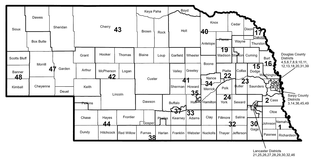 Map of Nebraska's Legislative Districts