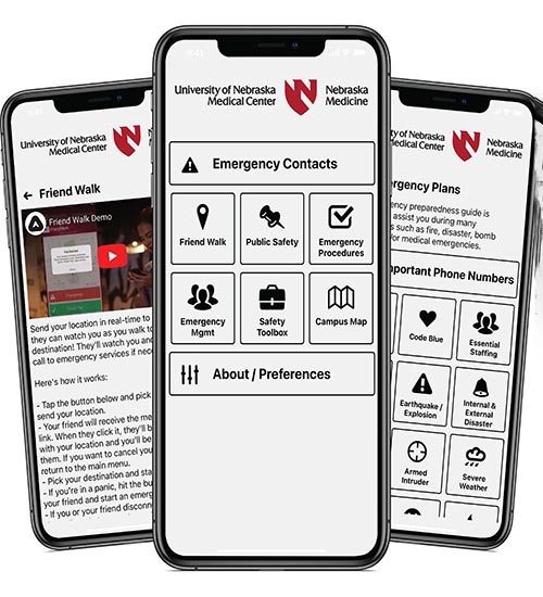 UNMC Alert mobile app opening screen