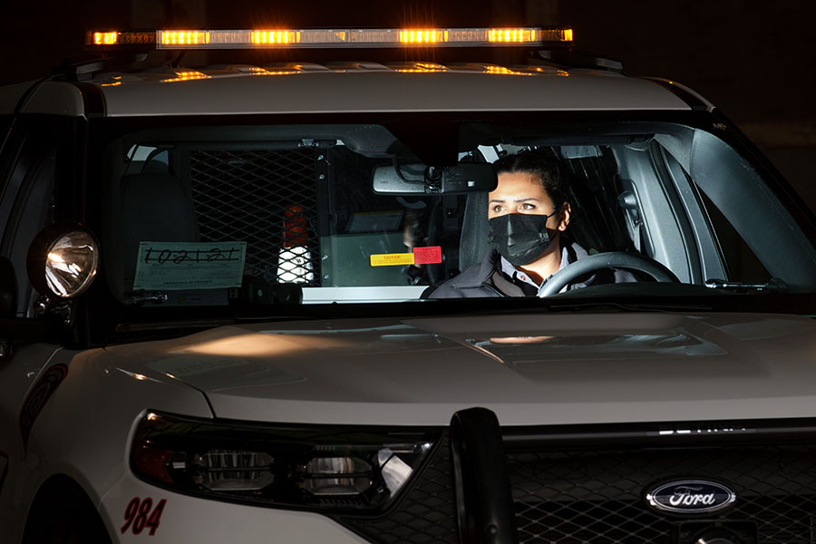 A UNMC public safety officer patrols campus.