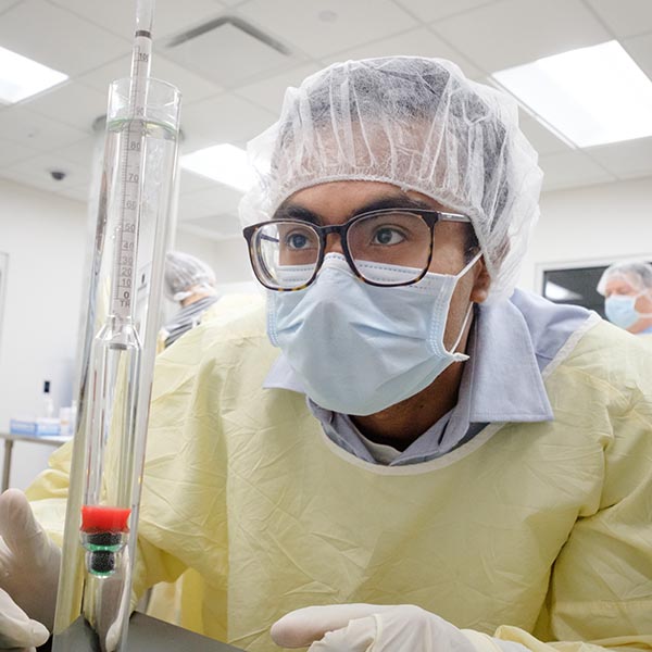 Student works in a lab