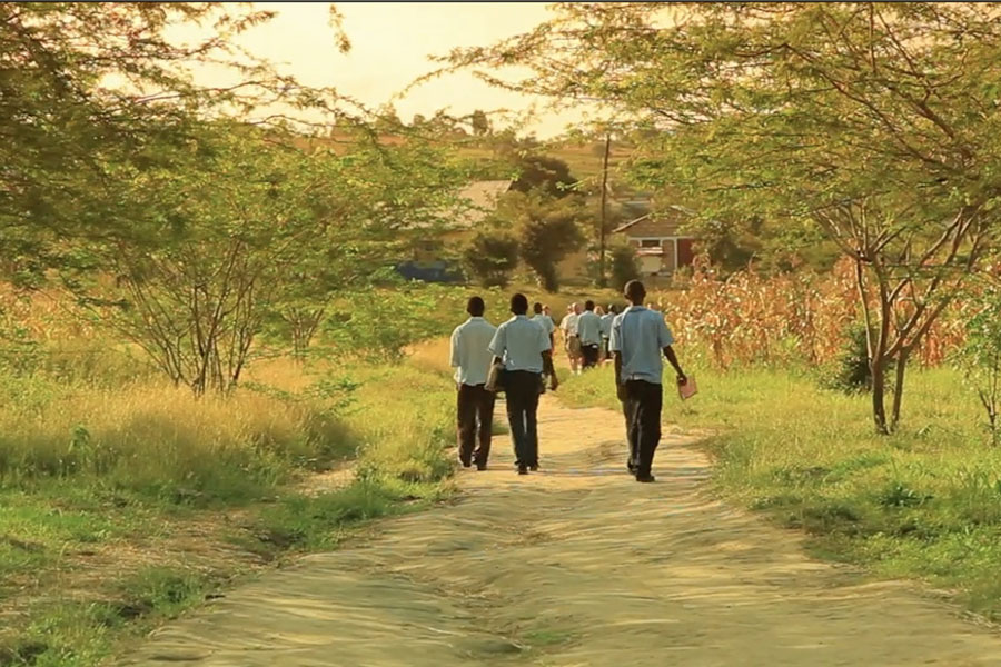 Students walking to school in Kenya