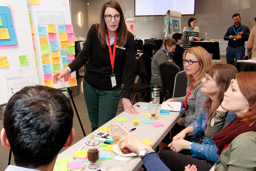 Academy members brainstorm at a design thinking event