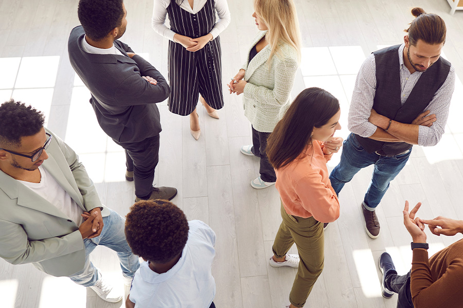 Business people networking at an event