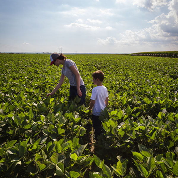 People in rural Nebraska walking in a field