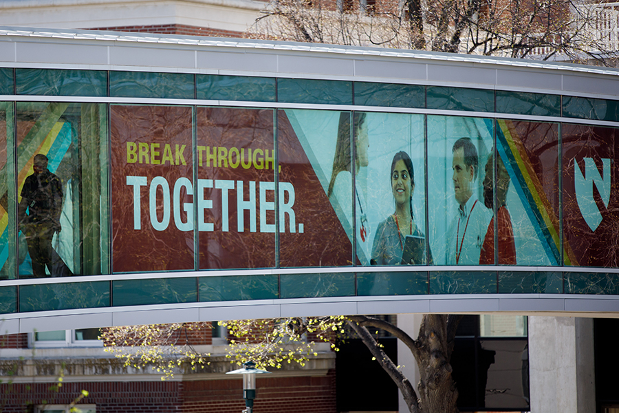 Skywalk banner at UNMC