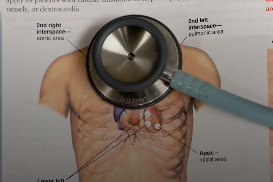 anatomy textbook with stethoscope