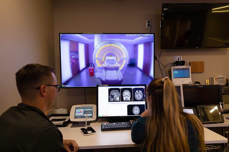 MRI techs in the observation booth