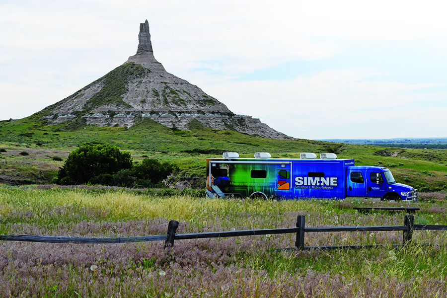 SIM truck near Chimney Rock in rural Nebraska