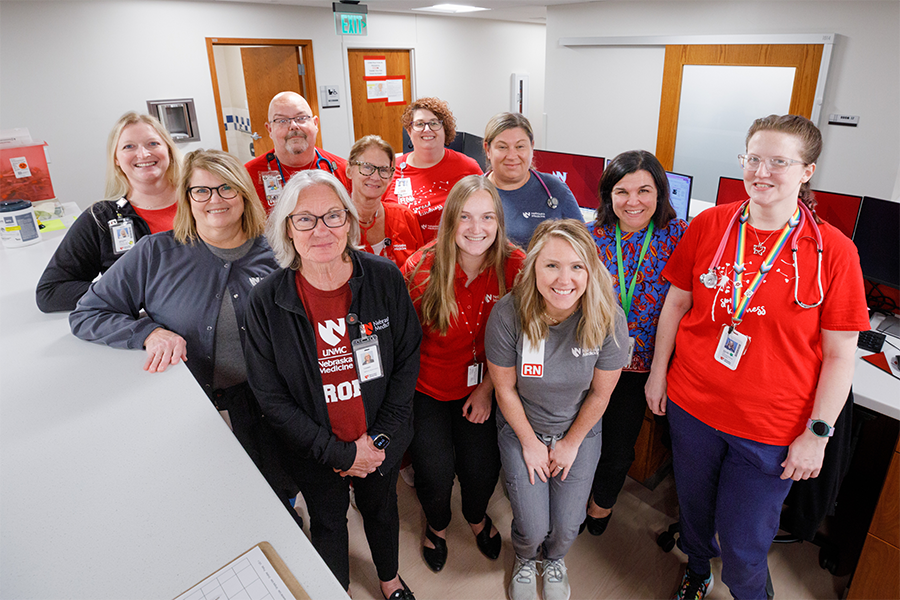People posing for a photo in a clinic.
