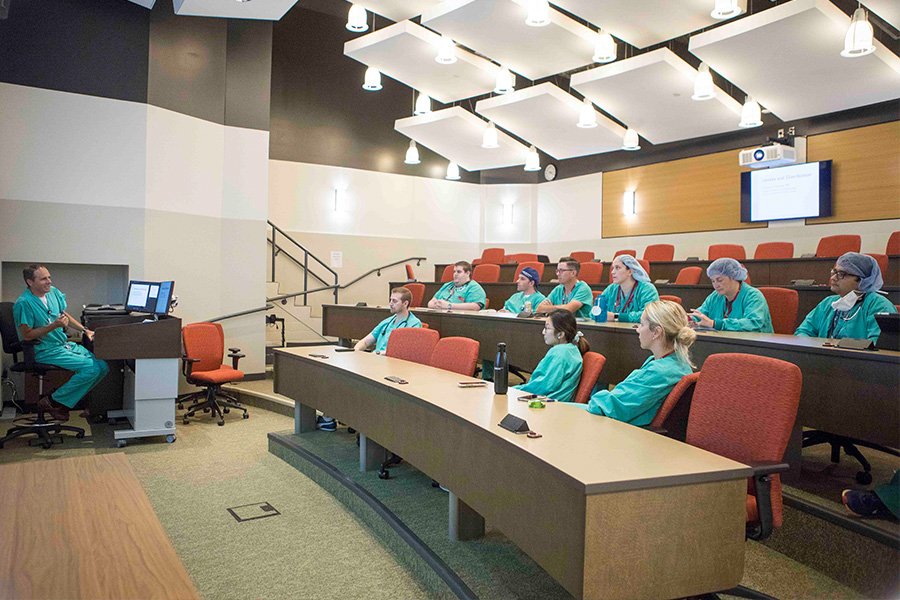 Trainees in a lecture hall.