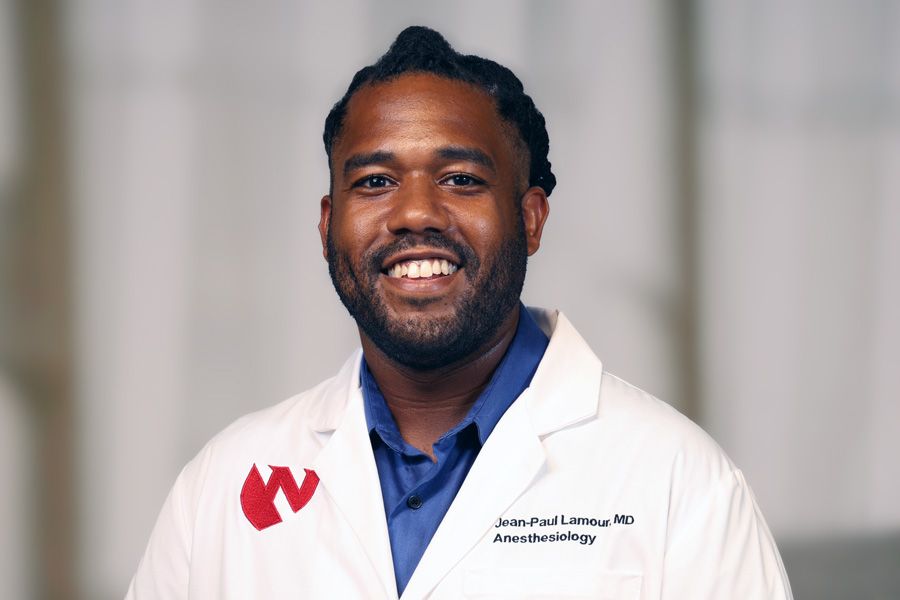 Jean-Paul Lamour, MD, headshot with white lab coat
