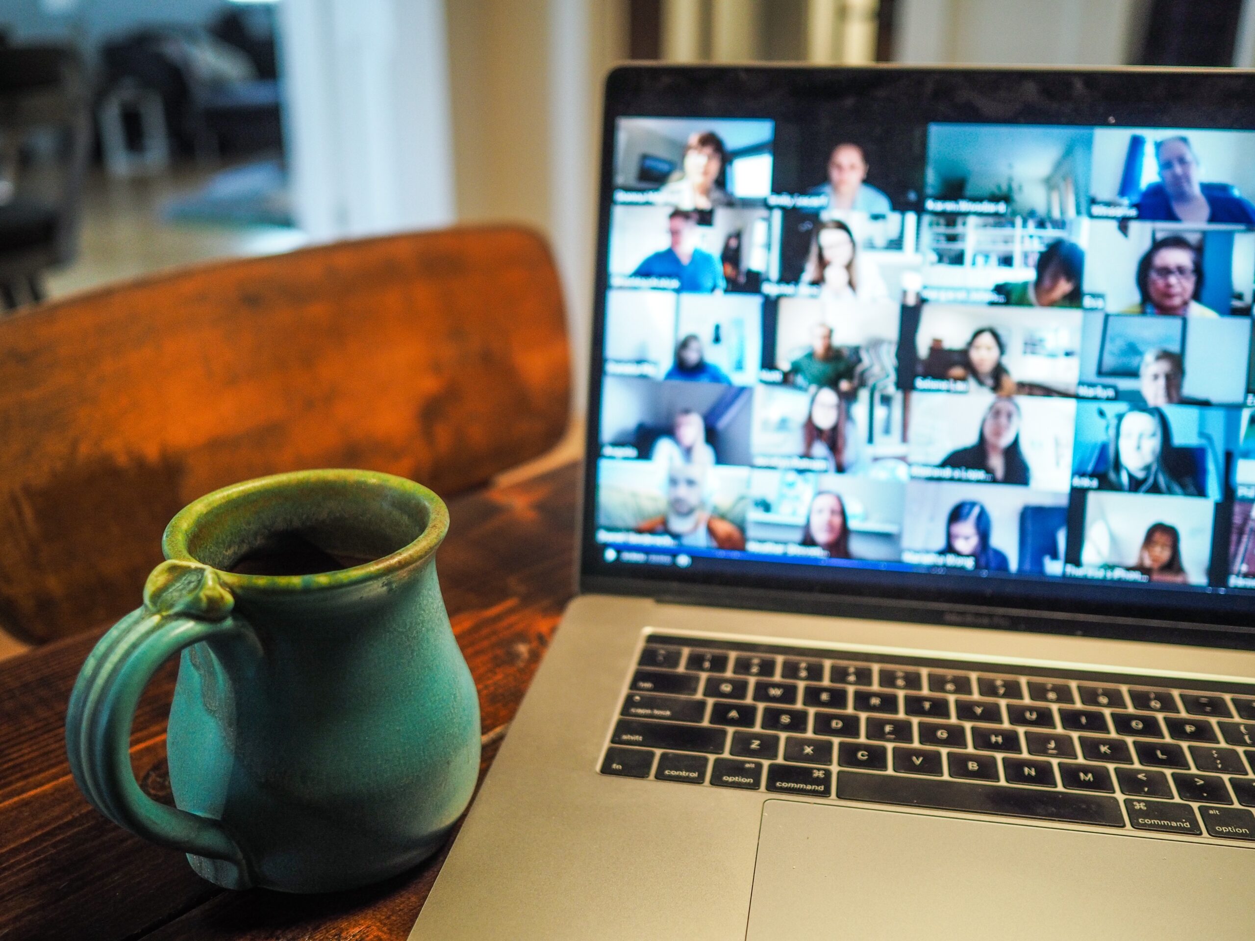 laptop displaying a web meeting