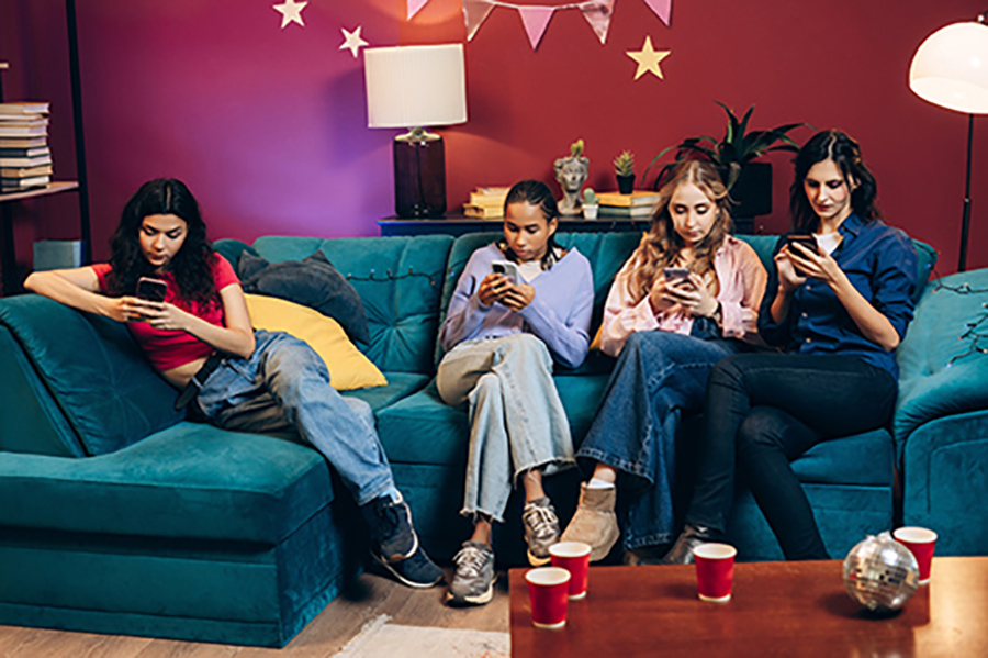 Teens on their phones.