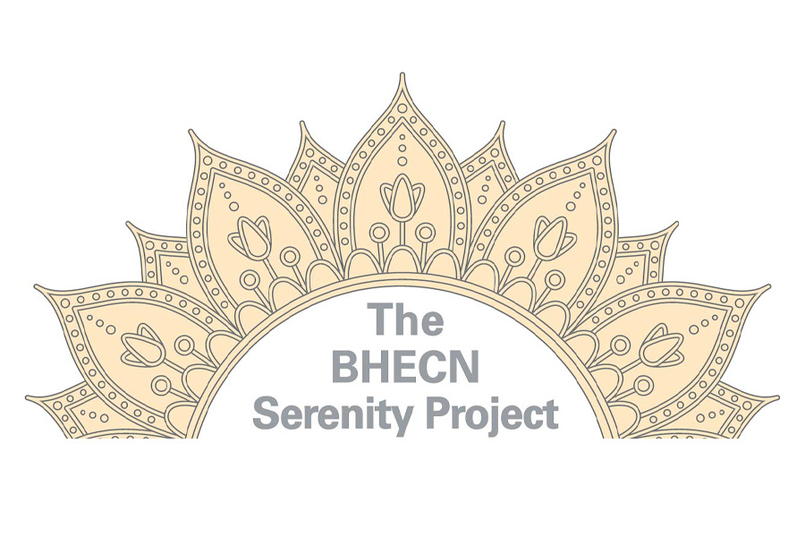 Logo for the BHECN Serenity Project, a half circle with lotus designs