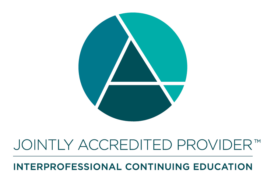 Logo consisting of a circle with separated shapes inside it and text "Jointly Accredited Provider (Trademark), Interprofessional Continuing Education