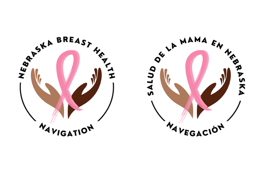 Logos in English and Spanish for the Nebraska Breast Health Navigation Program