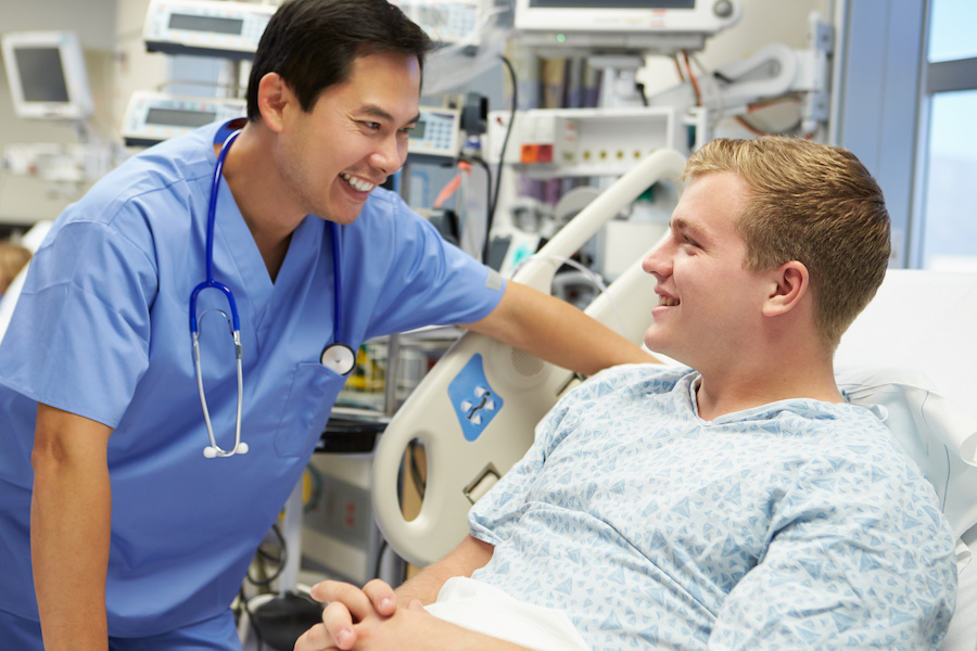Patient talking to a provider