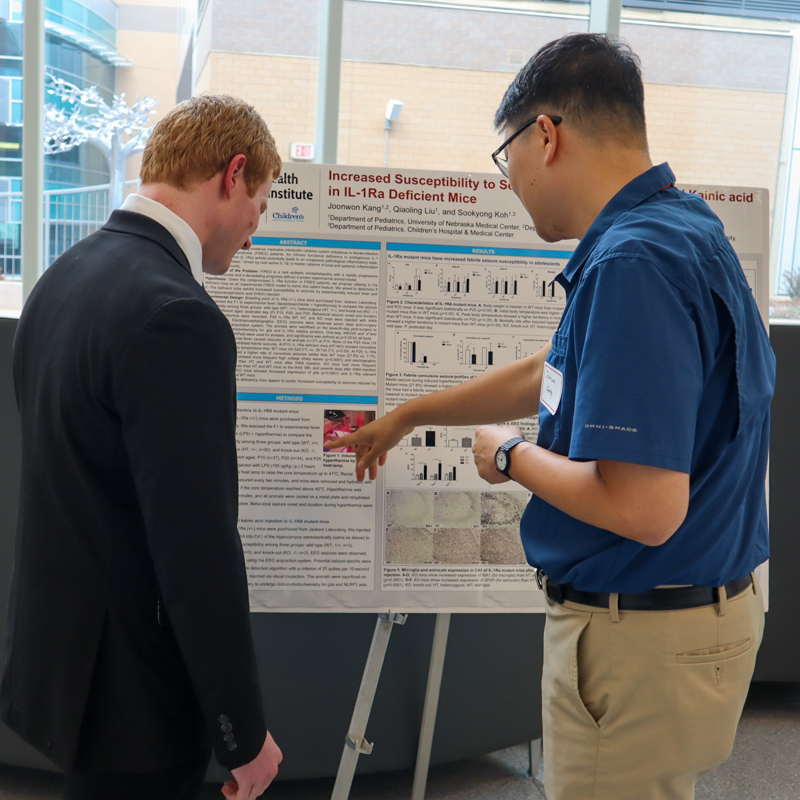 Medical trainees at poster session