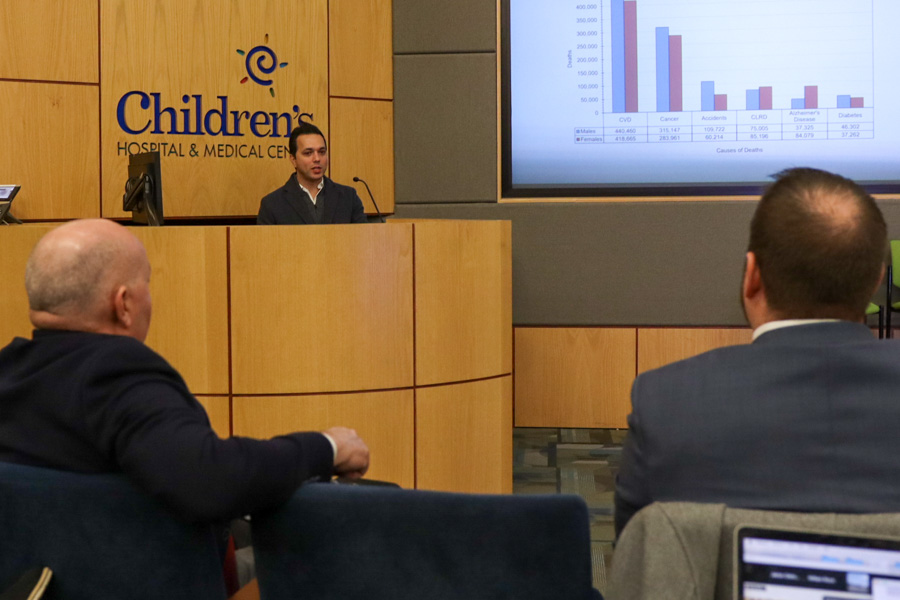 Speaker at podium at scientific event