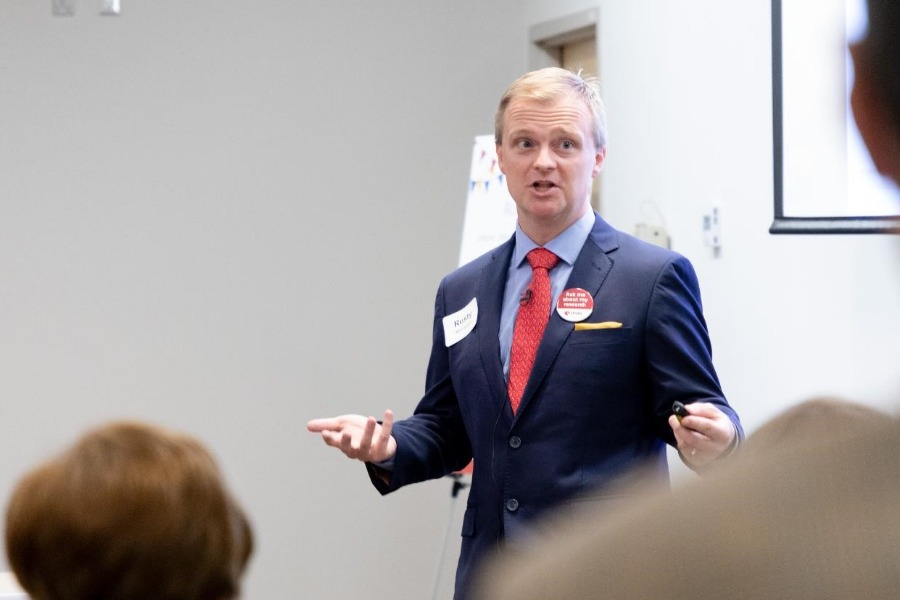 Dr. Russell McCulloh talking at event