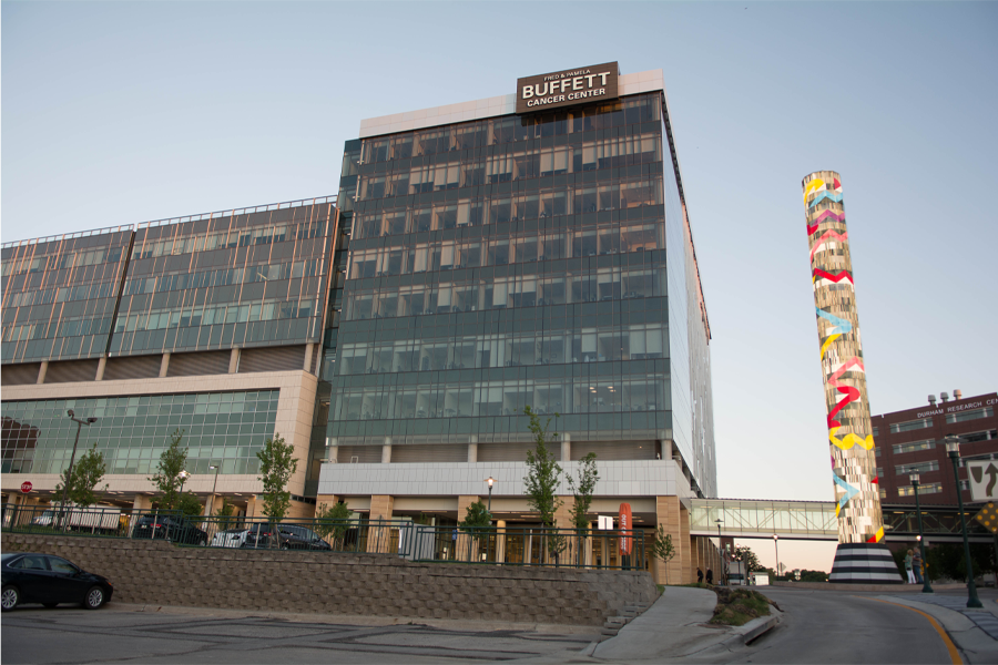 Exterior of the Fred & Pamela Buffett Cancer Center