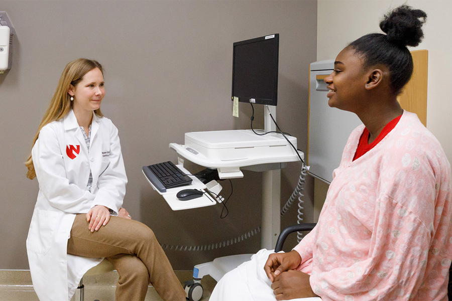 Residents work in a training room