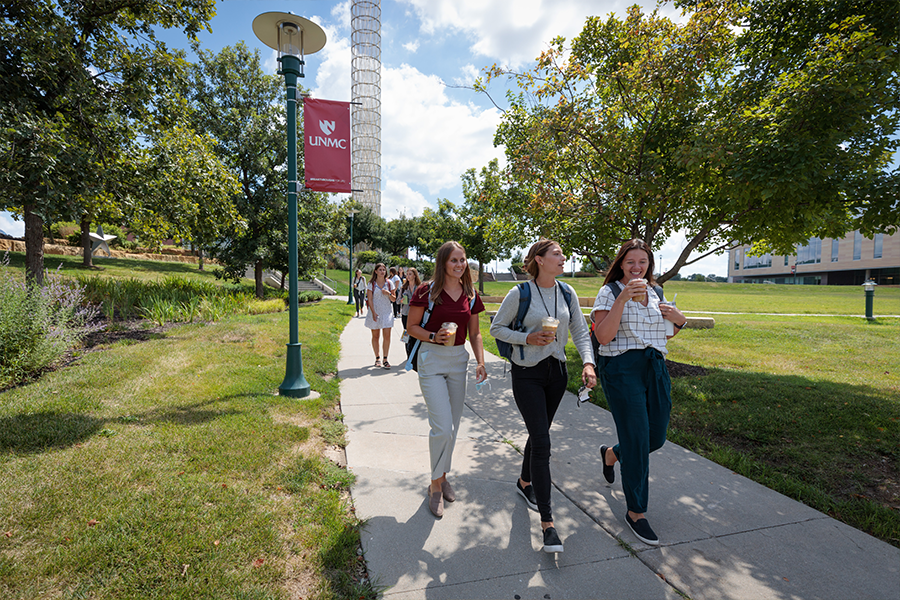 UNMC Students Walking in the Summer