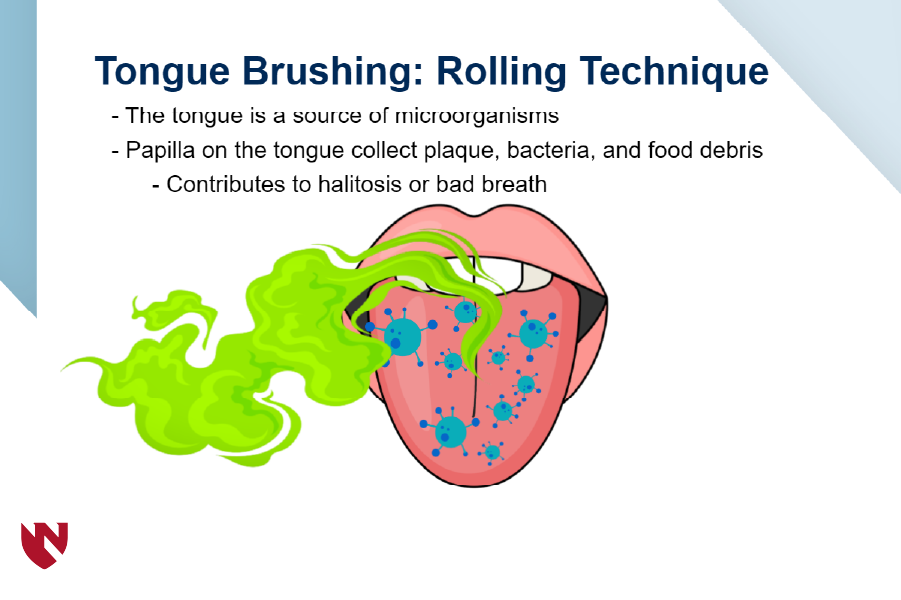 Module Screenshot showing importance of brushing your tounge