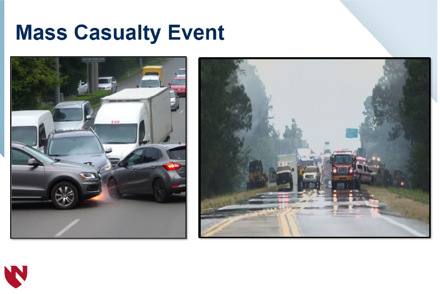 Module screenshot showing large car crash