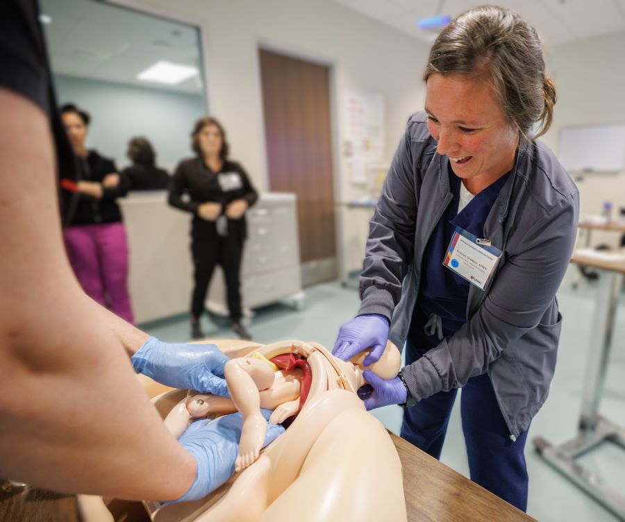 Participants in the Rural Emergency Medicine Course rotate through stations to refresh skills.