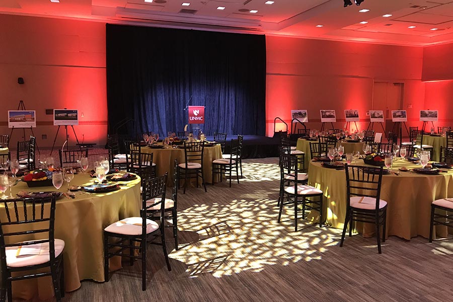 The Events Center set for a formal dinner.