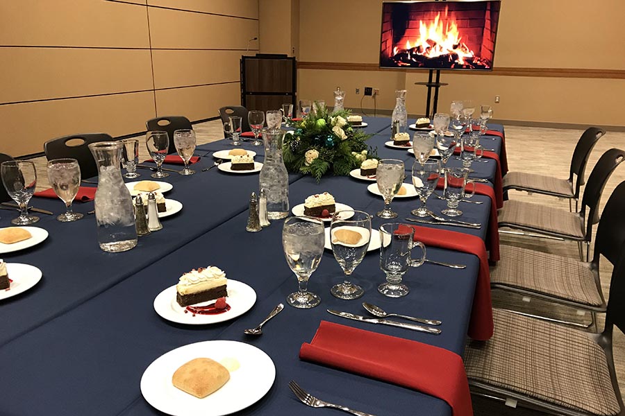 A small lunch set-up in a portion of the Events Center.