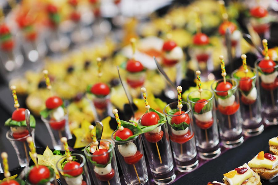 A delicious spread of hors d'oeuvres for a cocktail party.