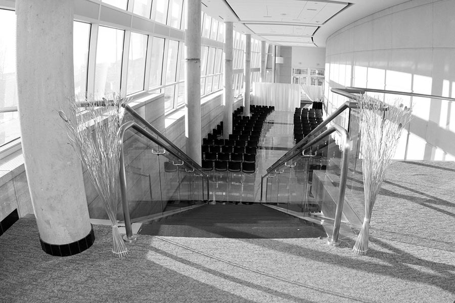 A bride and groom say "I do" in the Atrium.