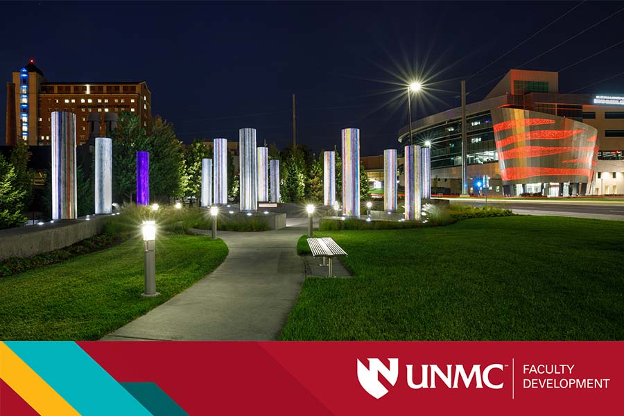 Image of UNMC campus at night