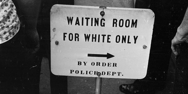 waiting room for white only sign hospital history