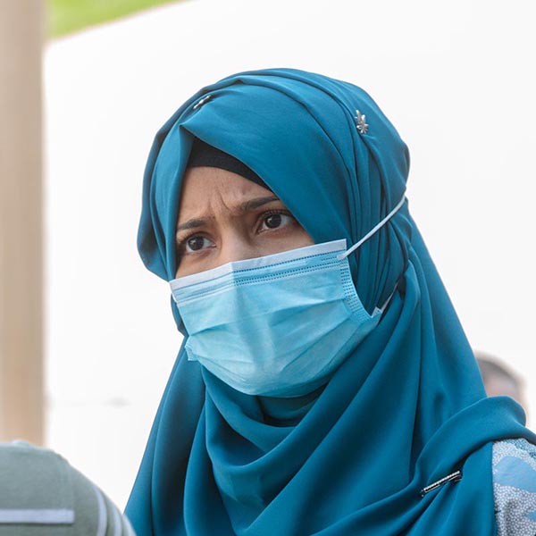 A UNMC international student at a welcome event