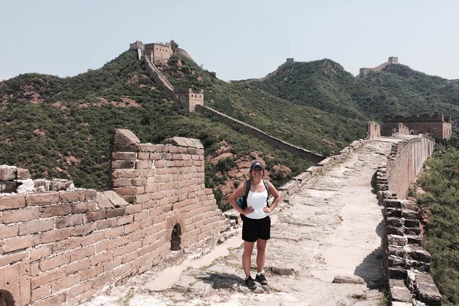 A UNMC student at the Great Wall of China