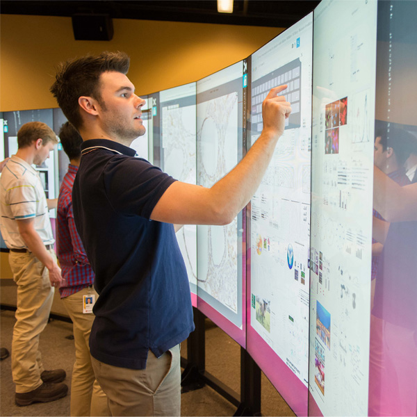 A student works on a digital screen