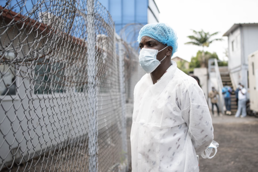A medical worker is seen at an Ebola isolation and observation site for suspected cases and close contacts in Goma&comma; the Democratic Republic of the Congo&period; The recent outbreak is spreading across the area due to a lack of approved vaccines for the specific strain and high population mobility in mining towns&period;