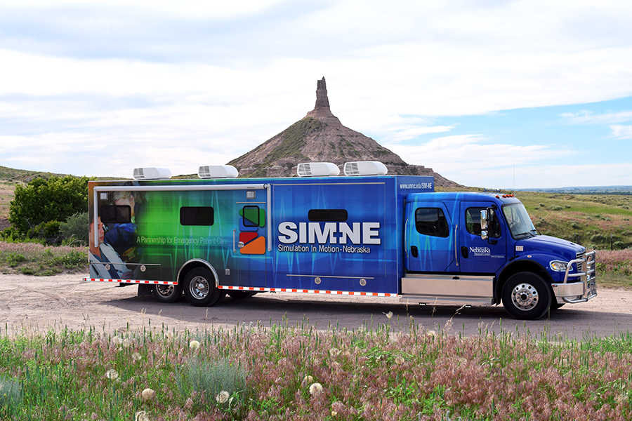 SIM-NE Truck in front of Chimney Rock