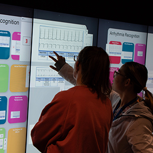 nurses practicing arrhythmia recognition on the iwall
