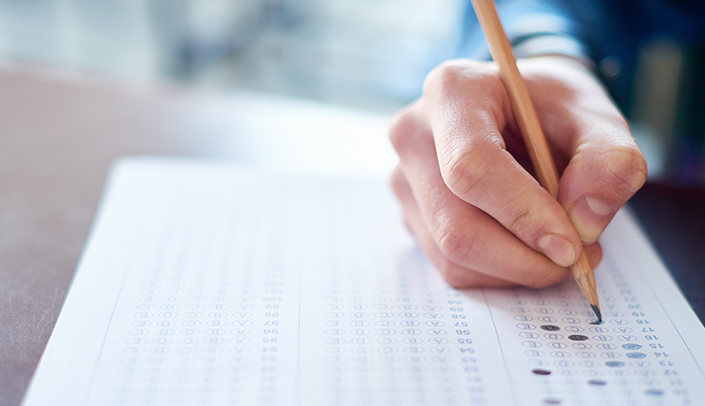 Filling out a multiple choice exam