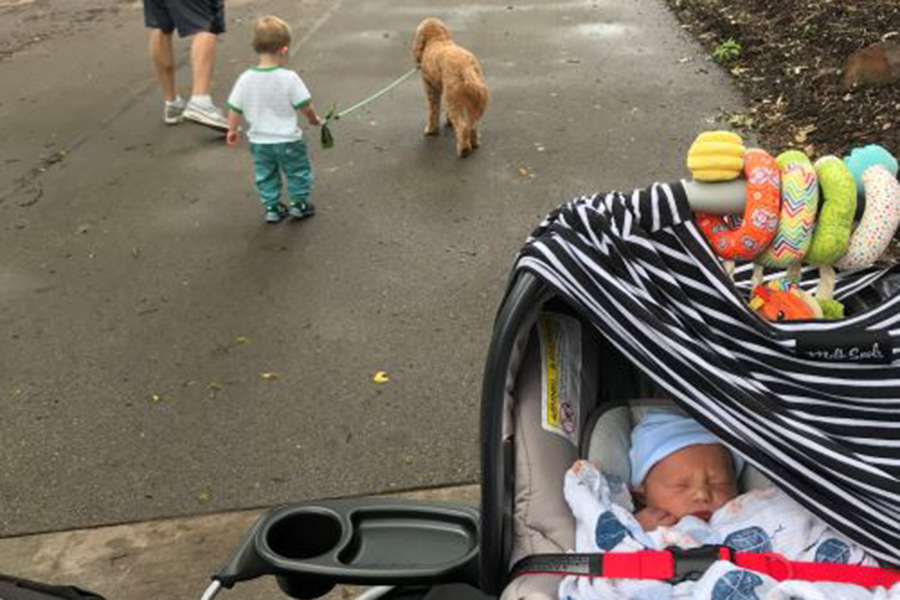 Dr. Trek Langenhan on a walk with his family.