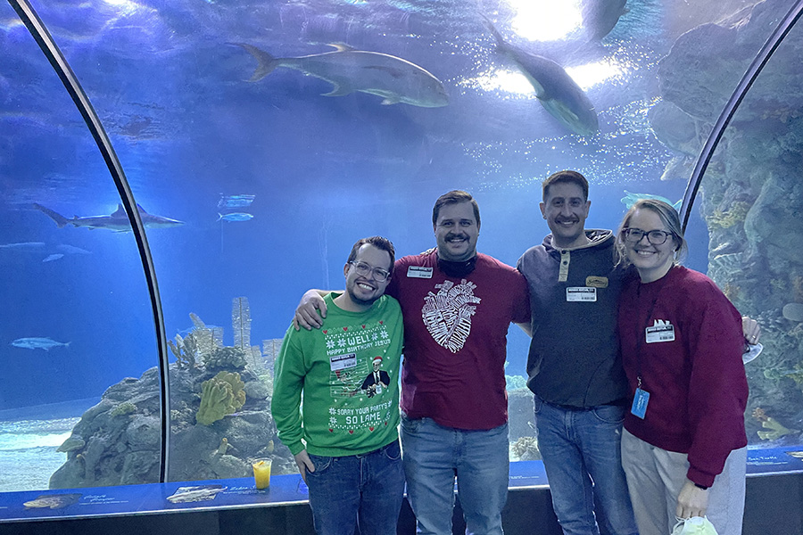 Dr. Clayton Oakley with some of his colleagues at the Omaha Zoo.