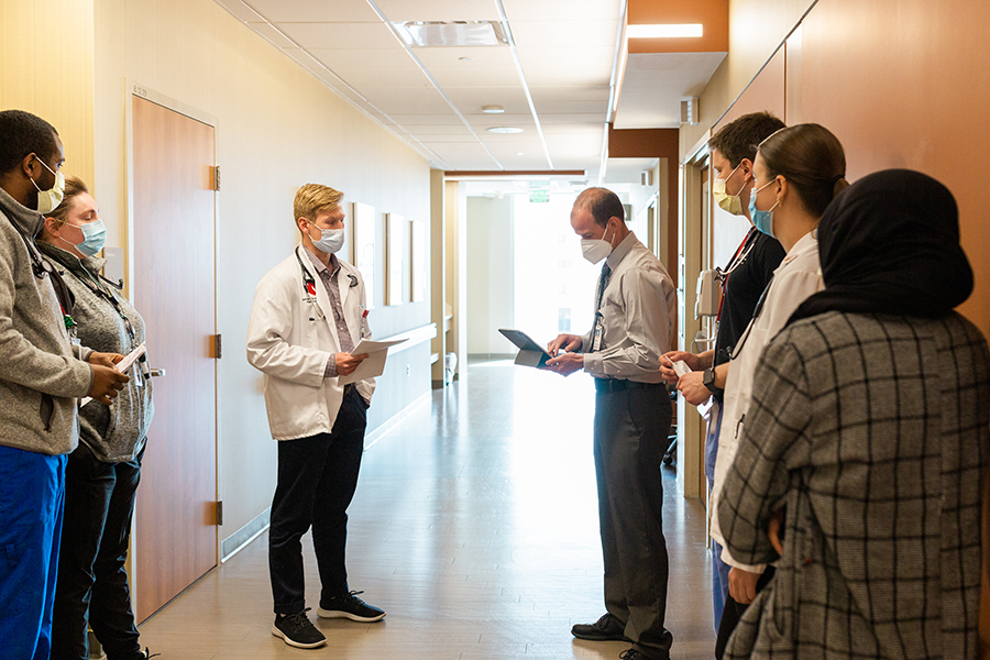 Internal Medicine residents rounding with a UNMC faculty member.