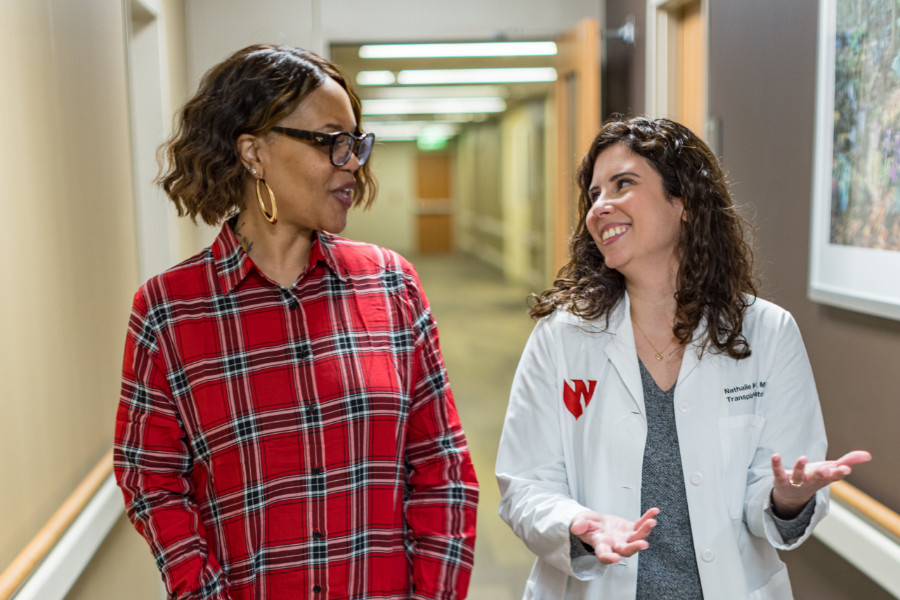 Dr. Khoury and a patient walking down the hall