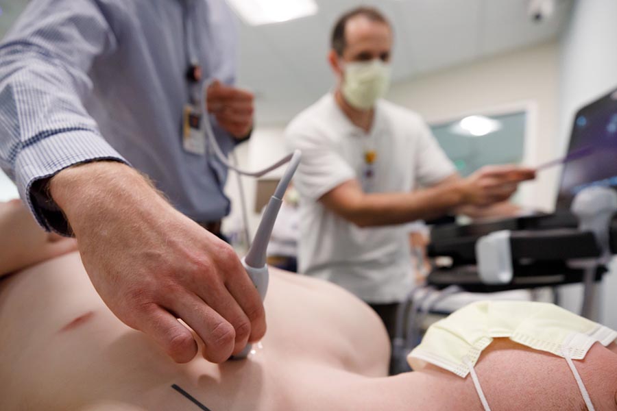 Fellows perform an ultrasound