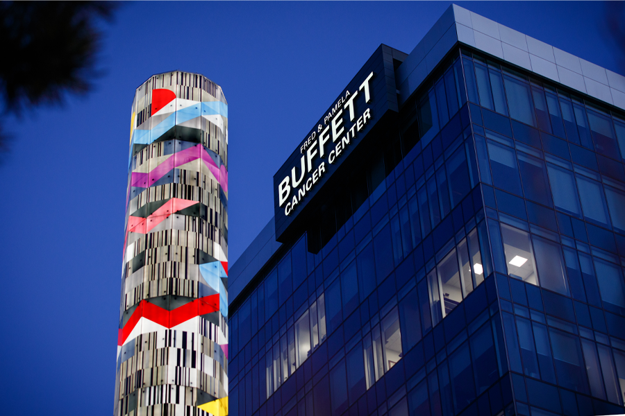 Exterior of the Fred and Pamela Buffett Cancer Care Center