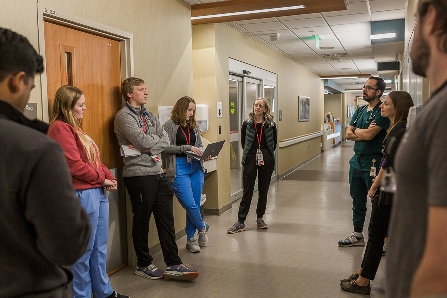 UNMC Internal Medicine residents round on an inpatient ward with a faculty member.